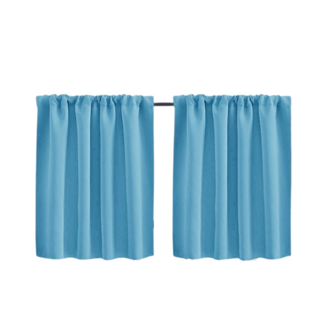 

2PCS Light-blocking Kitchen Short Curtain Through-rod Design Room Partition Curtain Fireplace 29.92x23.62 in синий