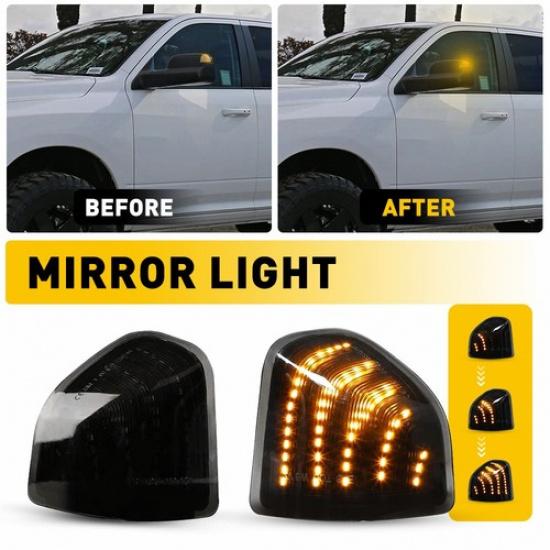 LED Side Mirror Turn Light 2010-2018 For RAM Dodge 2500 3500 Dynamic Amber White