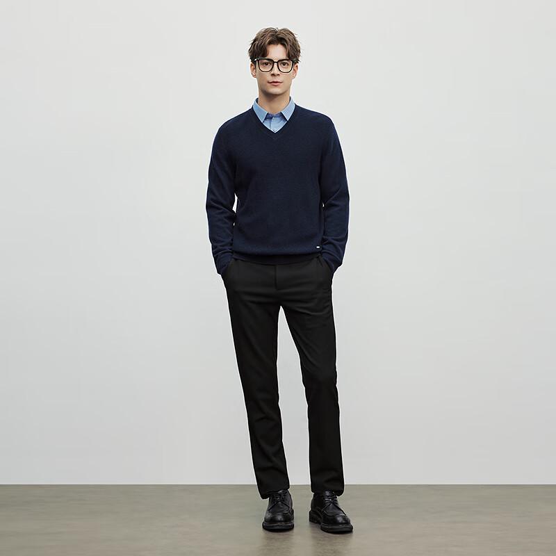 EMZ Men's V-Neck Wool Cashmere Blend Sweater 9D7506001