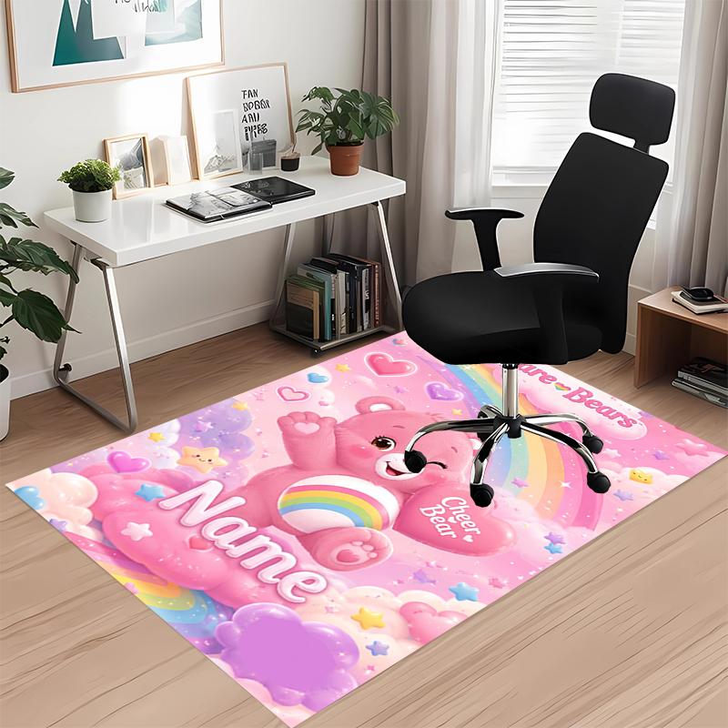 Custom Name Bear Printed Carpet Rug For Office Chair Living Room Bedroom Kitchen Room Decor Gifts
