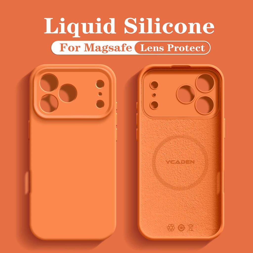 Ultra Soft Liquid Silicone Magnetic Phone Case with Flocking Interior Full Lens Protection Cover Compatible for iPhone 17 16 15 Pro Max