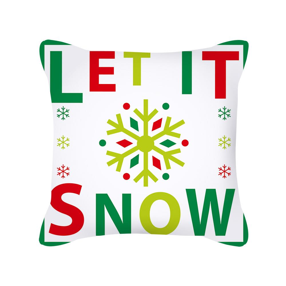 Cartoon Christmas Pillow Case Holiday Gift Letter Snowman Red and Green Pillow