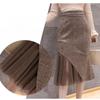 Women High Waist Plaid Bodycon Pencil Skirt Autumn Versatile Fish Tail Midi Skirt
