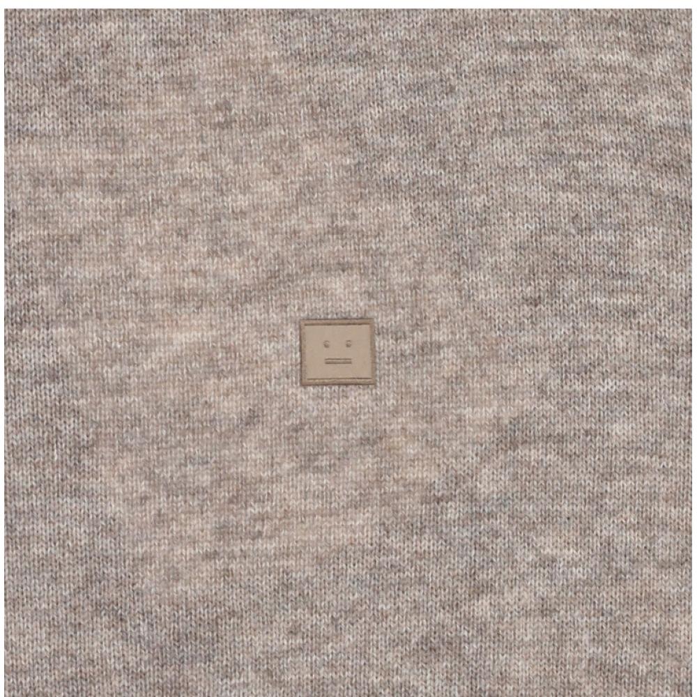 Acne Studios Face Logo Patch Unisex Knit C60101 Greige Melange  Drn 