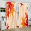 2PCS- Red Maple Leaf - Printed Curtain - Polyester Material - Suitable for Bedroom, Living Room, Study Private Space