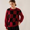 Women's Color-Block Cashmere Sweater: Round Neck, Drop Shoulder Pullover for Autumn/Winter - Thick, Loose, Casual Knitwear