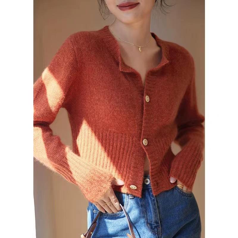 Korean Solid Color Women's Knitted Cardigan Autumn and Winter Temperament Slim Fit and Slimming Sweater