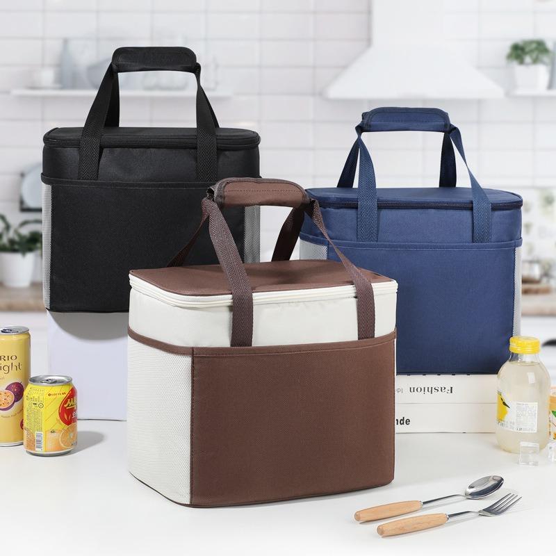 1pcs Large Capacity Insulated Bag Outdoor Picnic Daily Commute Lunch Box Storage Pouch Thermal Food Container Bag