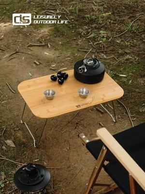 CLS Bamboo Folding Table: Portable Outdoor/Camping Desk for Study, Picnic, or Car Use.