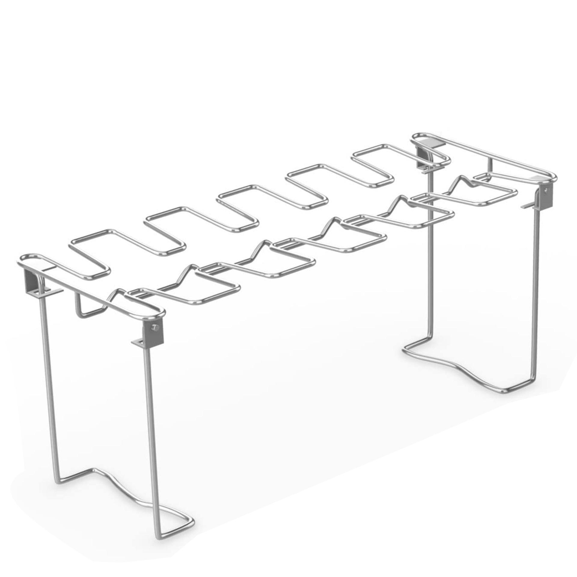Foldable Stainless Steel 14-Slot Chicken Leg Rack for BBQ/Grilling