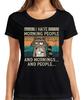 I Hate Morning People and Mornings Waschbär Kaffee Retro Damen T-Shirt