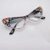 Womens Luxury Rhinestone Cat Eye Reading Glasses Fashion Ladies Glasses Anti-Glare Lenses Presbyopia Eyeglasses