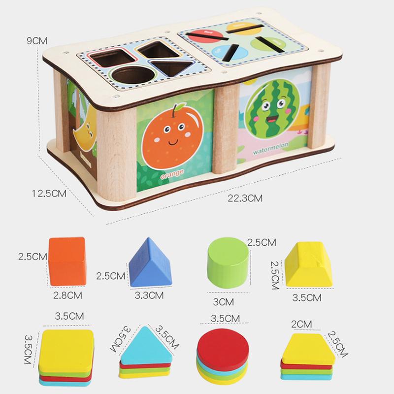 Montessori Color Shape Sorting Box Wooden Toys Color Shape Cognition Preschool Early Learning Educational Toys Gifts for Kids