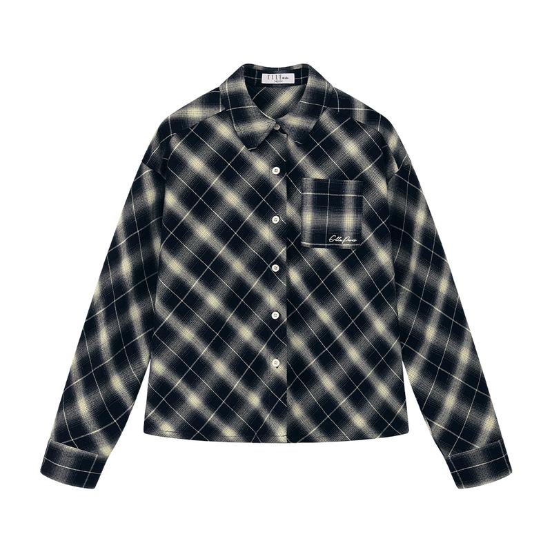 ELLE KIDS Girls Classic Plaid Long Sleeve Shirt 150