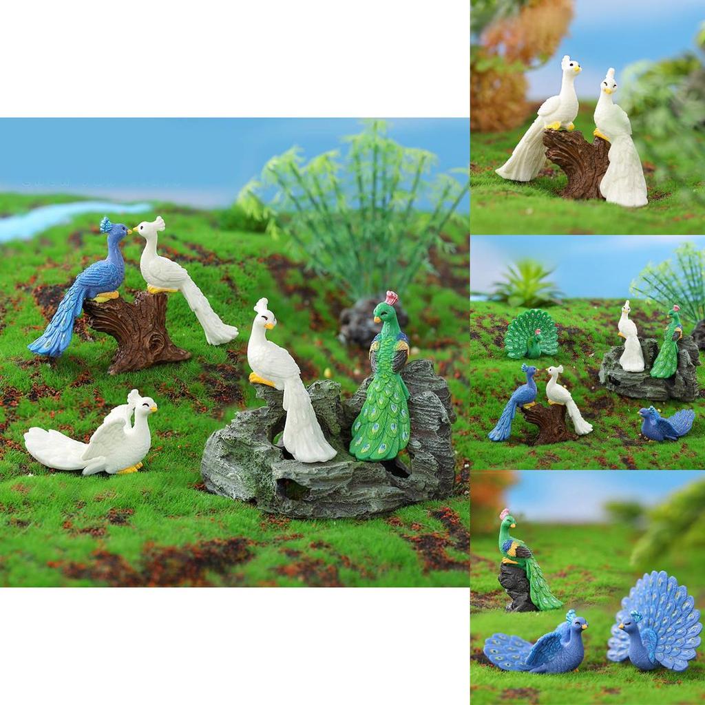 Realistic Cartoon Peacock Resin Miniature Ornament Modern Simple Style Peacock Figurine