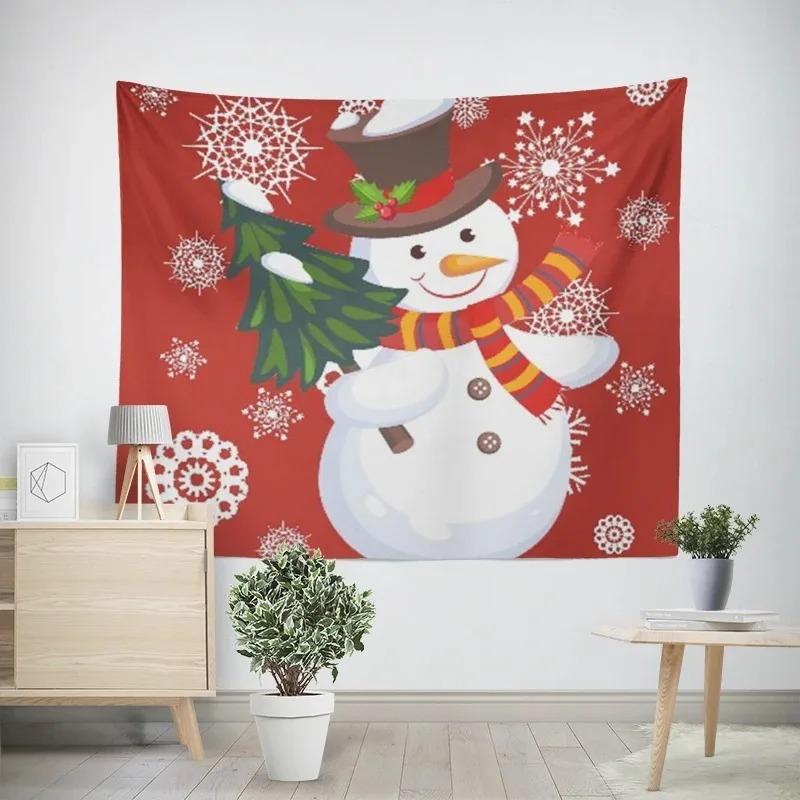 Cartoon Weihnachtsmann Muster Wandteppich Zuhause Schlafzimmer Wohnzimmer Wanddekoration Weihnachts-Themen Wandteppich
