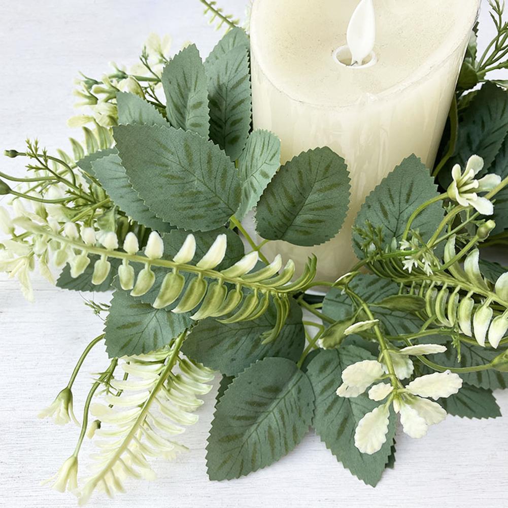 25CM Wedding Candle Rings Artificial Greenery Wreath Wedding For Pillars Farmhouse Wedding Table Party Home Decor