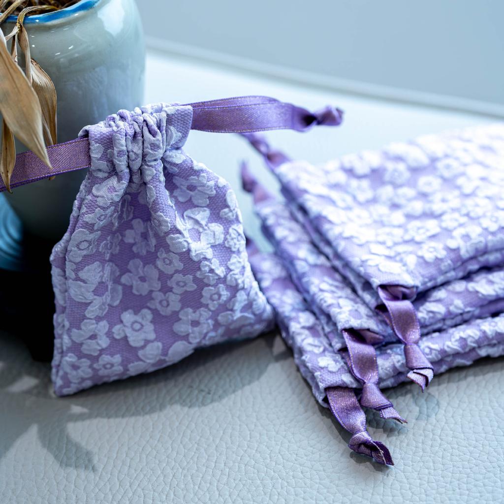 10Pcs Jewelry Bag Flower Embroidery Wedding Gift Bags Traditional Brocade Drawstring Storage Pouches Package