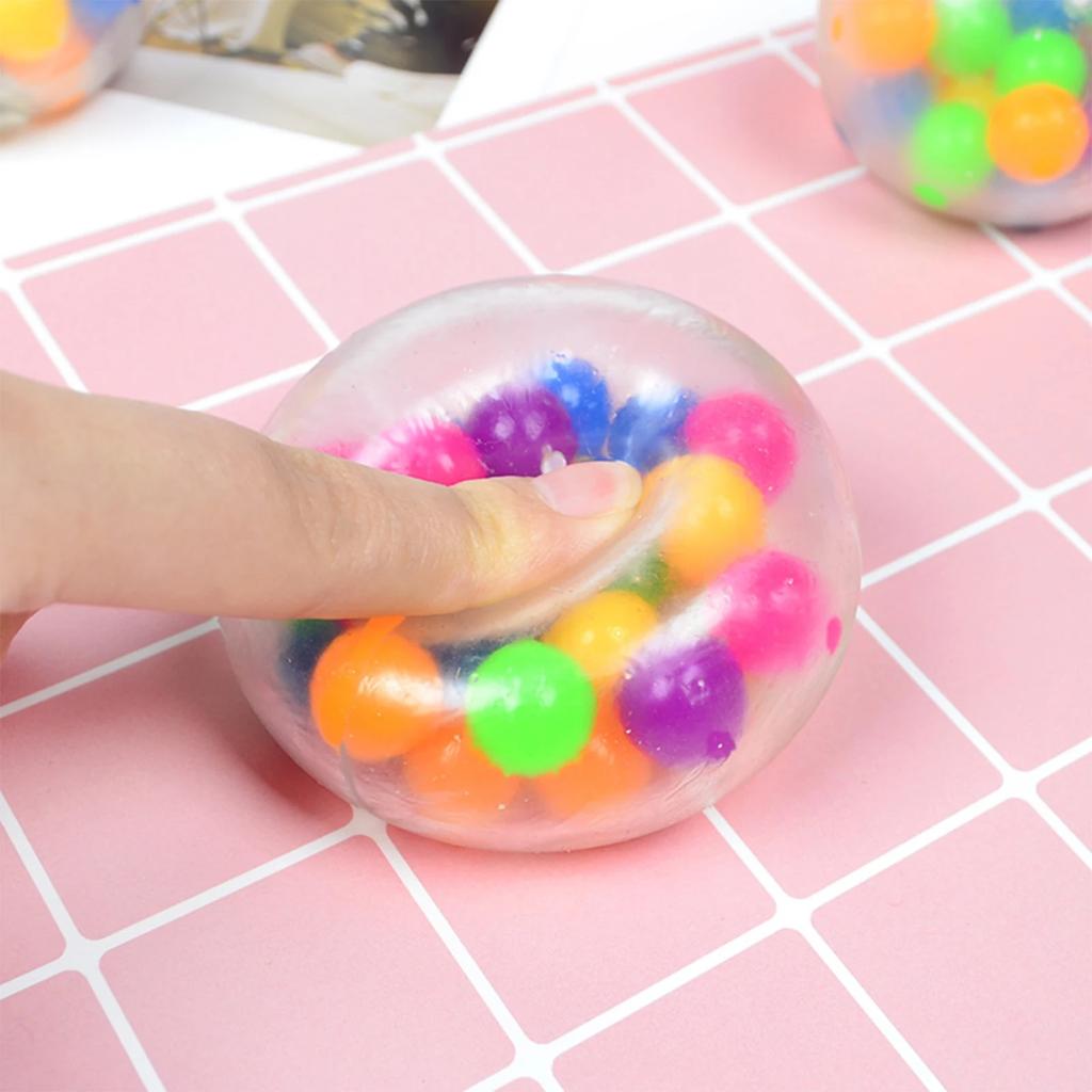 Fidget Toy Rainbow Anti-stress Fidget Tactile Toy 3pcs Soft Ball Colored Beads Autism Mood Squeeze Relief Healthy Vent Children Toy