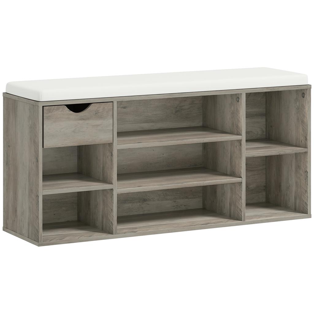 Shoe Storage Bench with Cushion - Grey