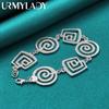 925 Sterling Silver Round/Square Swirl Bracelet For Women Wedding Party Fashion Jewelry