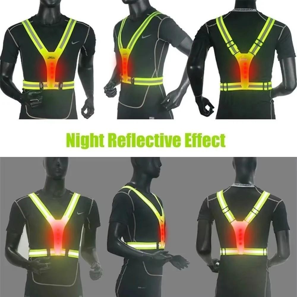 High Visibility Cycling Vests Adjustable LED Running Light  for Night Warning Work Fishing