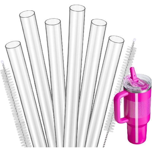 Запасные соломинки для стакана Stanley Quencher ProTour с откидной крышкой, 40 унций, соломинка Reble с чистящей щеткой, аксессуары для стакана Stanley (Прозрачный, for Stanley Quencher ProT прозрачный
