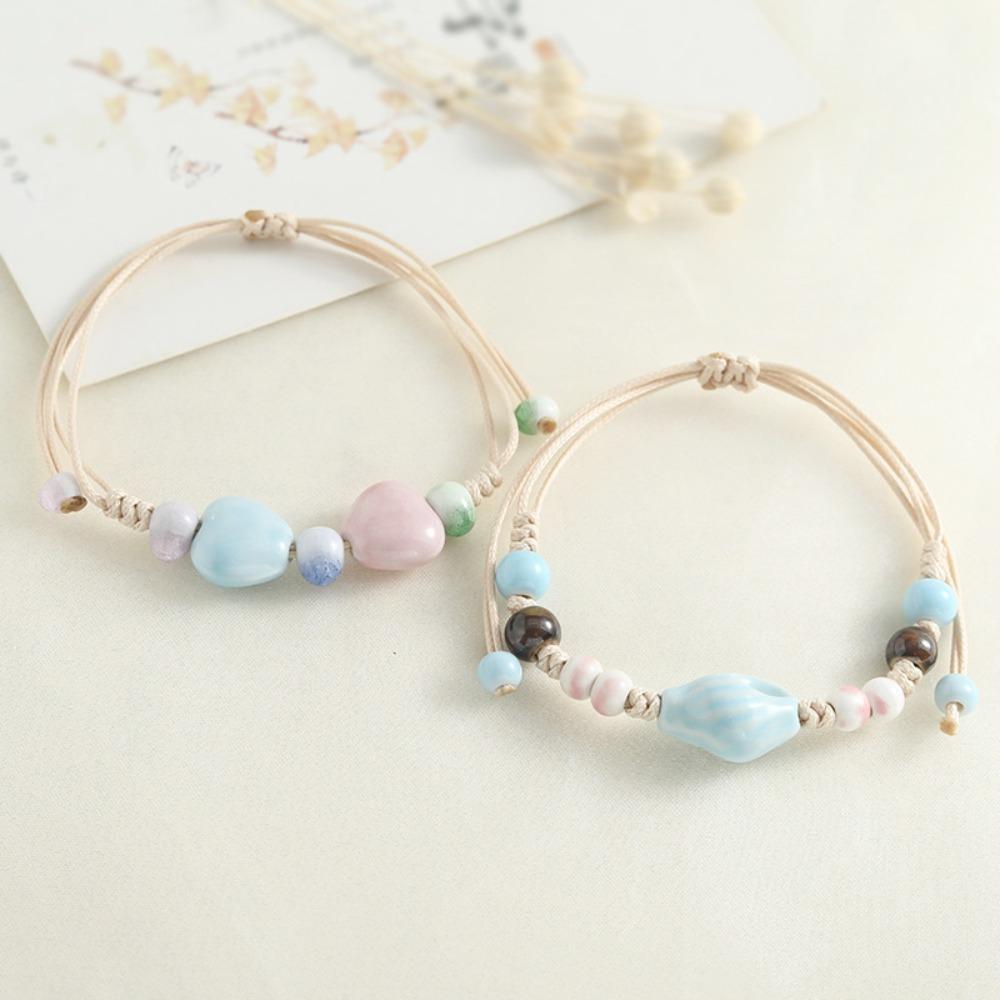 Cute Fashion Dopamine Jingdezhen Ceramic Beads Apple Bracelets for Women Girl Friend Hand-woven Adjustable Bracelet Jewelry Gift