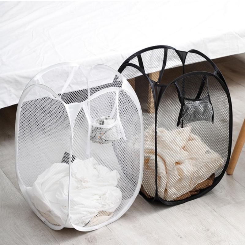 Extra-Large Pop-Up Mesh Laundry Basket with Handles - Foldable, Breathable Non-Woven Fabric Storage Organizer for Dirty Clothes