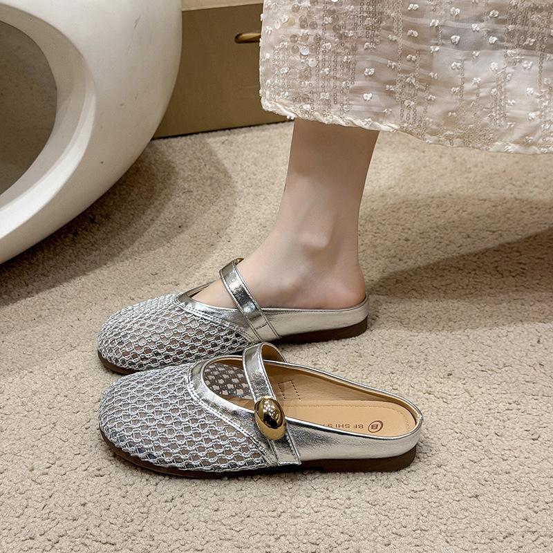 Fashion Women's Slippers Summer Hollow Breathable Half Slippers Fashion Lightweight Comfortable Casual Slip on Flat Bottom Mules Slides