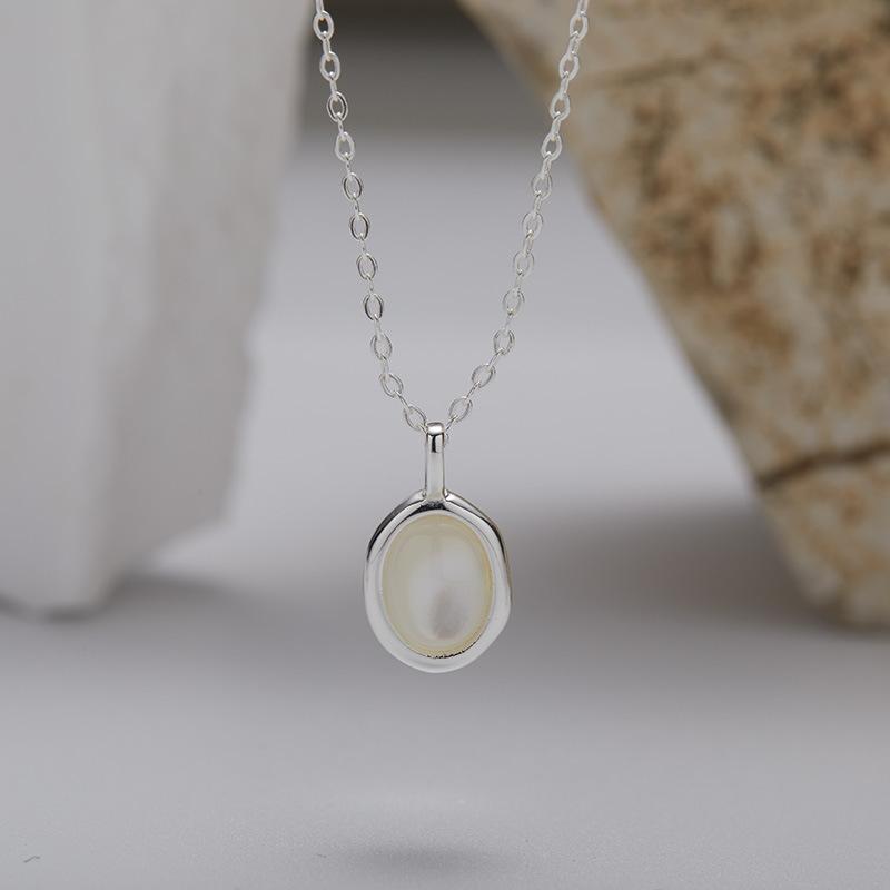 Minimalist Fashion Colored Treasure Pendant S925 Sterling Silver Inlaid With Natural Jasper Kyanite Tiger Eye White Shell Necklace Women'S