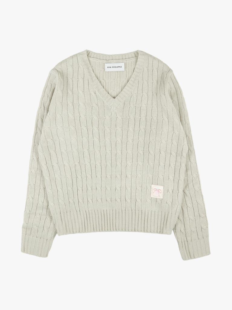 PINK PINEAPPLE Classy V-Neck Knit_Beige