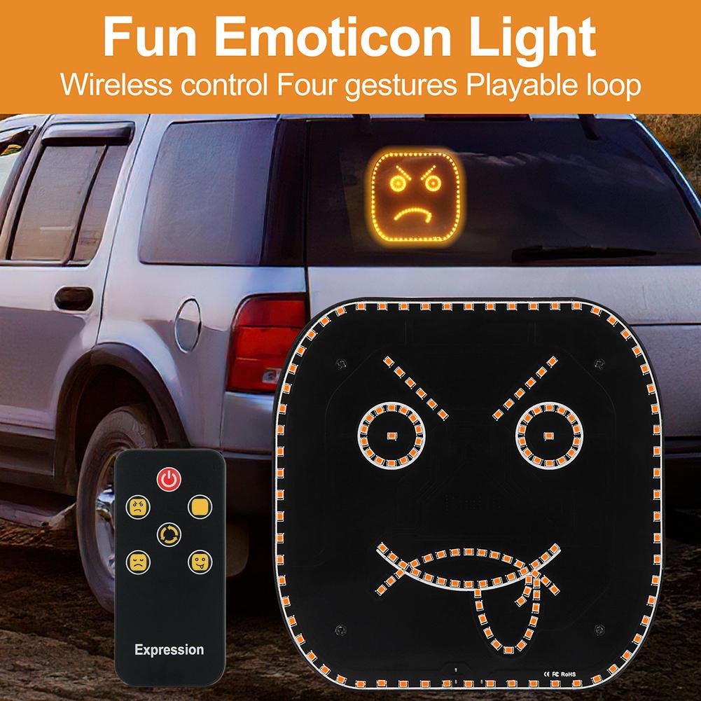 New Car Expression Smile Light With Remote Control Modes Rage Car Lighting Light Light Road Light Warn Face Led 4 Gesture N Y3i4