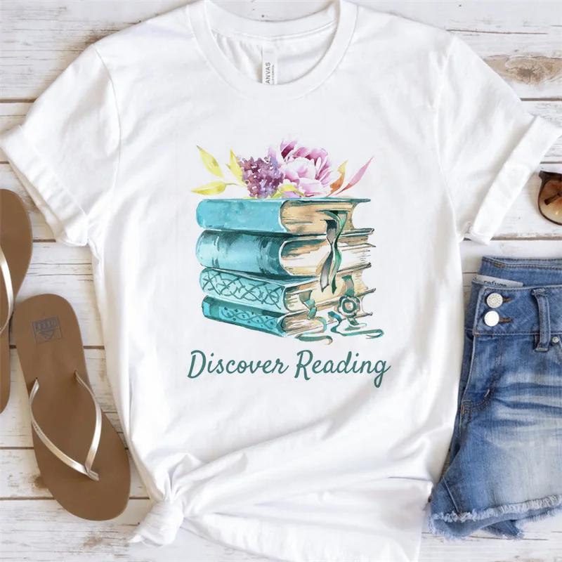 Womens Shortsleeved Tshirt Fashion Book Print Base Shirt Graphic T Shirts  Harajuku  Aesthetic Clothes