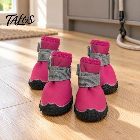 Winter Warm Boots for Outdoor Walking Waterproof Dog Shoes Small Medium and Large Dogs, Non-Slip Oxford Cloth Easy Wear Booties Muddy Paths