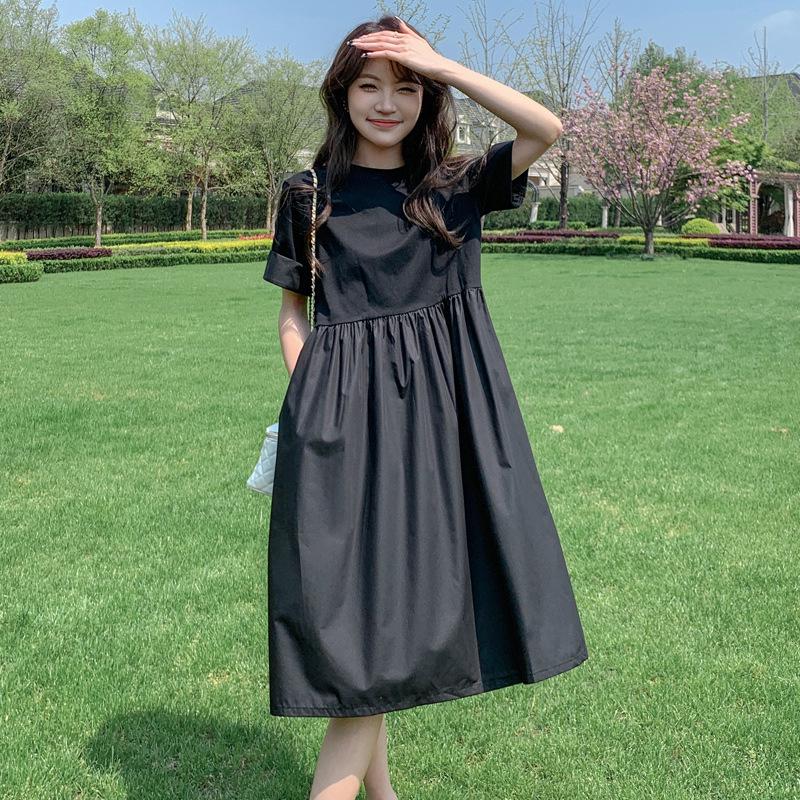 2026 Maternity Summer Cotton T-shirt Dress - Loose & Slimming Design Extra Large
