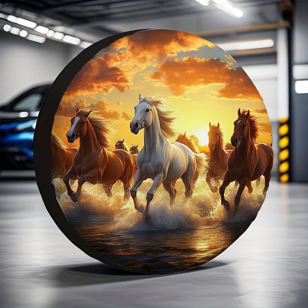 1pc, Weather-resistant RV Tire Covers Horse Versatile Polyester Fabric,Without Electricity New Year Gifts Suitable For Dust Proo