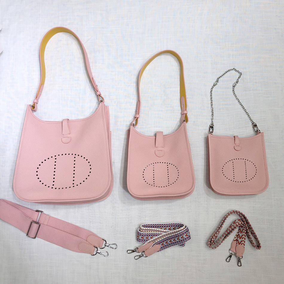 First Layer Cowhide Evelyn Bag Genuine Leather Women's Bag Lychee Patterned Bucket Bag Mini Casual Shoulder Crossbody Bag