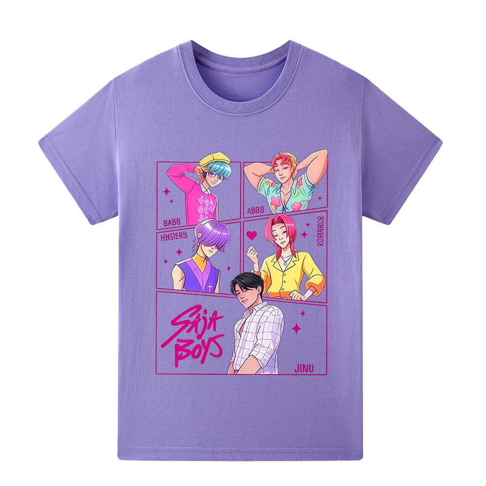 A1217 Kids Boys Girls Sajaboys Kpop Rumi Zoey Mira Print Short Sleeves T-shirt