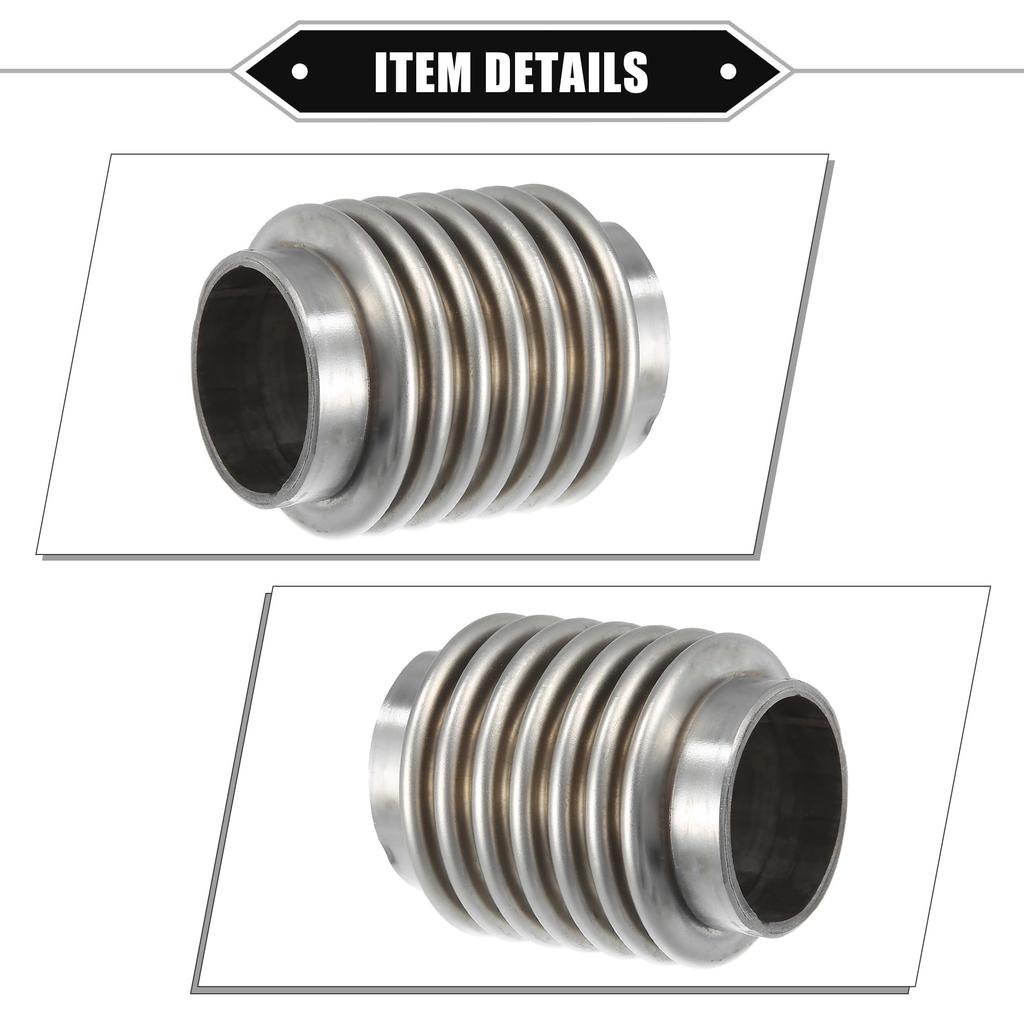 Ein ABSOPRO Flexible Auspuffrohr für Autos 38x70mm Auspuff Flex-Verbindungsrohr Faltenbalg Universell für Auto Langlebig Edelstahl Silberfarben