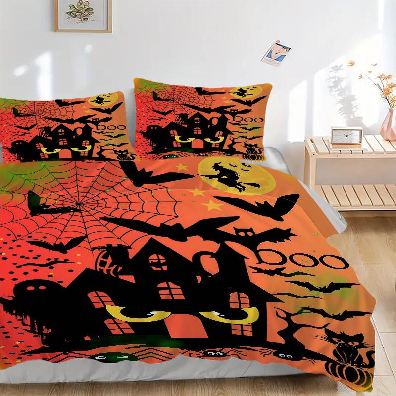

3pcs Witch Halloween Print Cover Set Ultra Soft, Breathable, and Comfortable Bedding with Stylish Design for Bedroom and Guest Room Decor 1 Cover 135x200cm