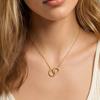 Sun Double Ring Titanium Steel Necklace with Rhinestones, Light Luxury Niche Collarbone Chain, Non-Fading Accessory for Women, European and American