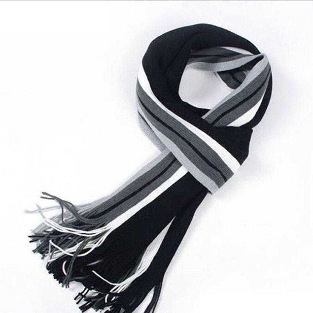 Fashion Cashmere Men Striped Scarf Thick Tassel Stole Winter Long Shawl Neck Warm Soft Neck Wrap