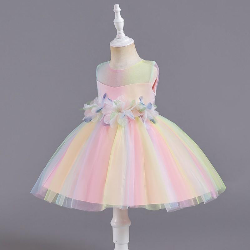 Baby Girls Princess Tulle Dress Floral Party Gown Toddler Kids 1-3 Years