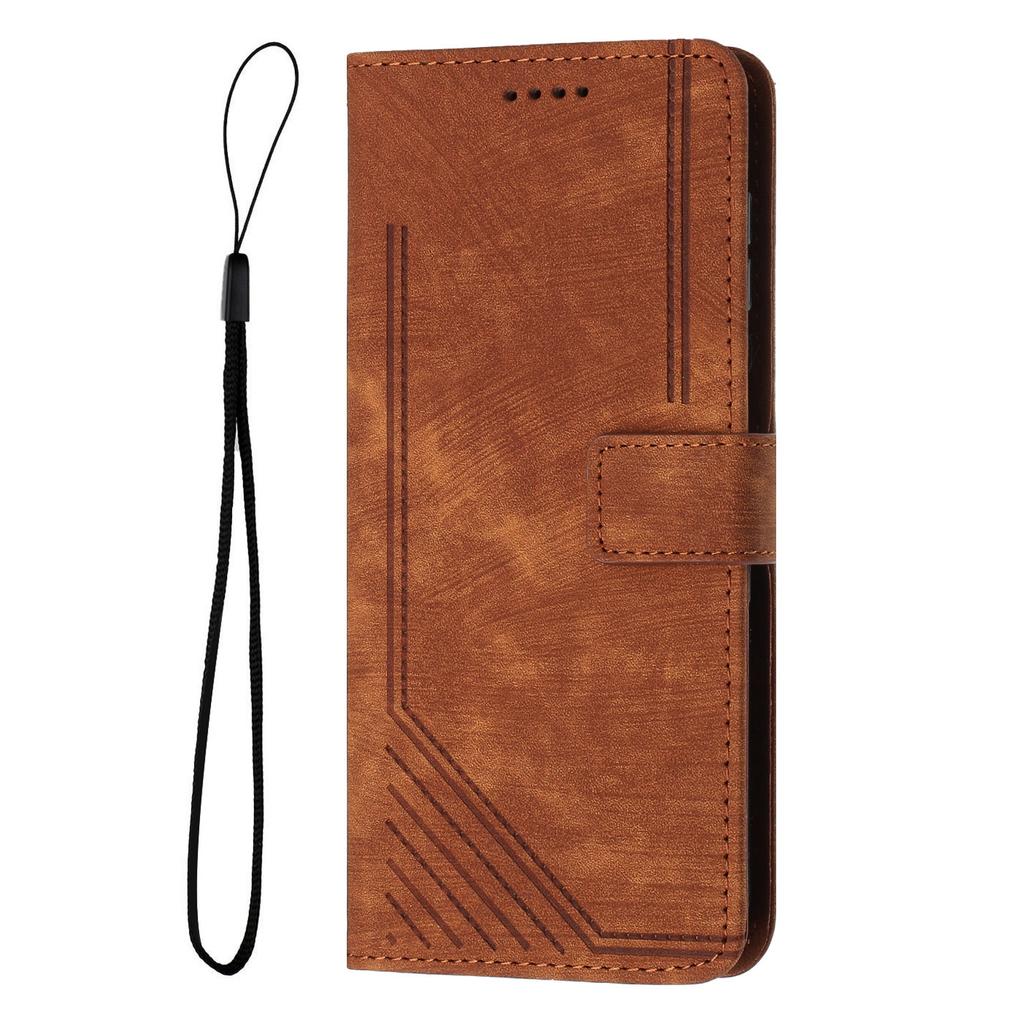 For Oppo Reno14 5G (China)/Oppo Reno14 F 5G/Oppo Reno14 5G (Global) Stand Case Imprinted Lines Leather Phone Cover