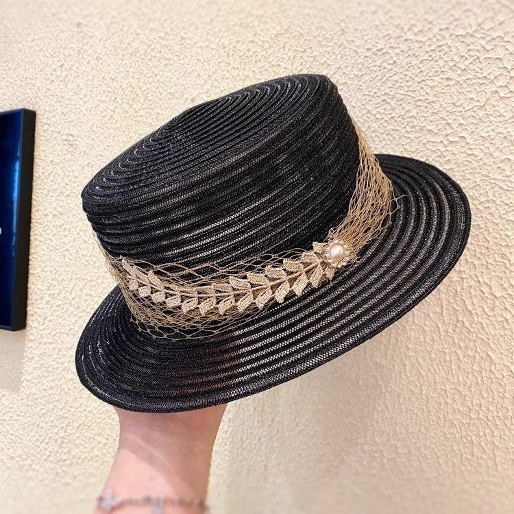 Flat Top Hat Women's Summer Thin Breathable Travel Sunshade Vacation Beach Hat