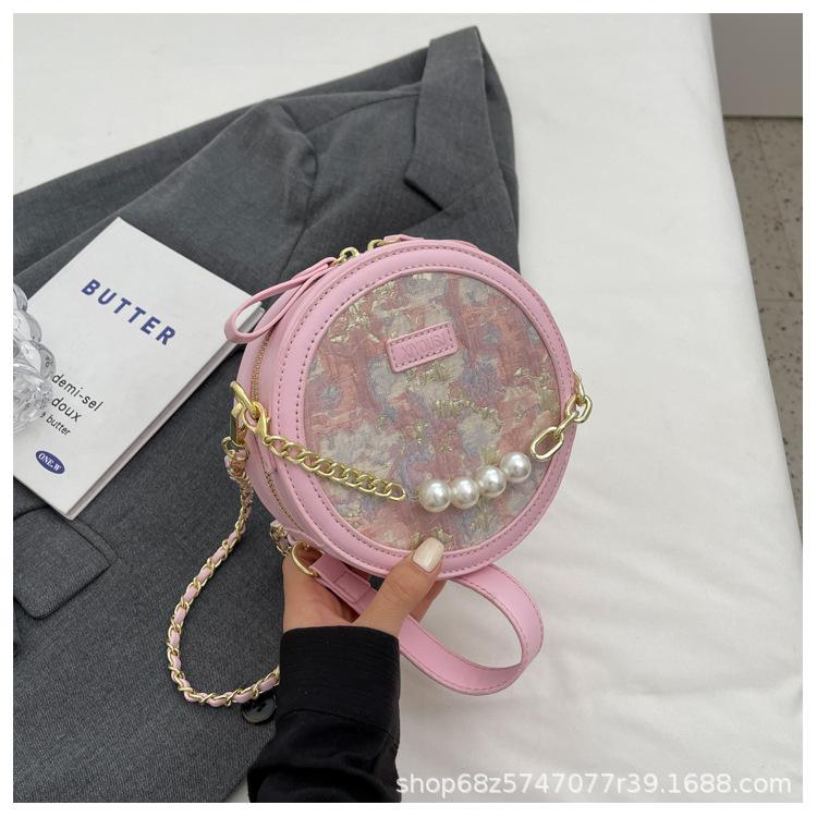 Small Fragrance Style Foreign Pearl Handbag 2025 National Style Chain Women's Bag Cute Trendy Fashion Shoulder Crossbody Bag