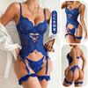 Sexy Lace Soft Underwire Lingerie Set With Garter Strap Design For Women