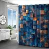 1 Piece Blue Geometric Digital Print Polyester Shower Curtain with Hooks, Modern Bathroom Decor, Curtain | Polyester Fabric