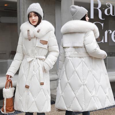 Down Cotton-padded Jacket Women's Long Knee-length Winter Korean Version of Cotton-padded Jacket Waist Slimming Padded Coat Women's Coat.